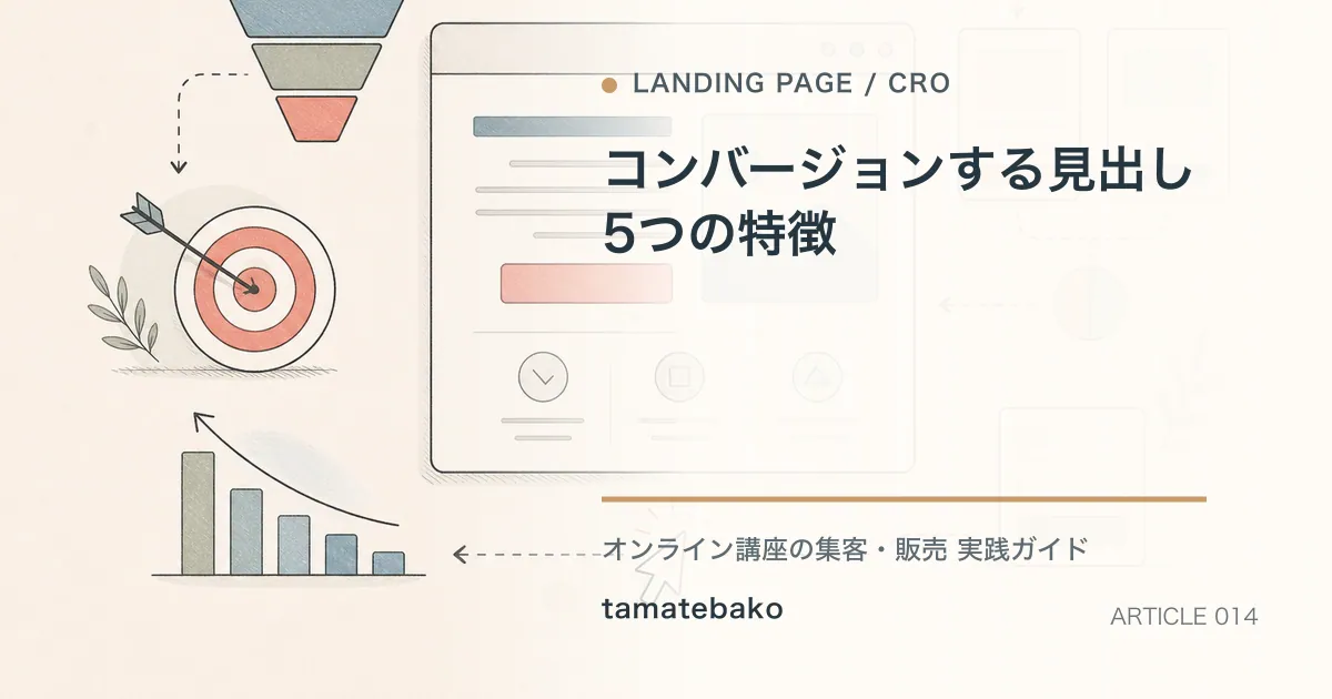コンバージョンする見出し5つの特徴を解説するtamatebakoブログのサムネイル