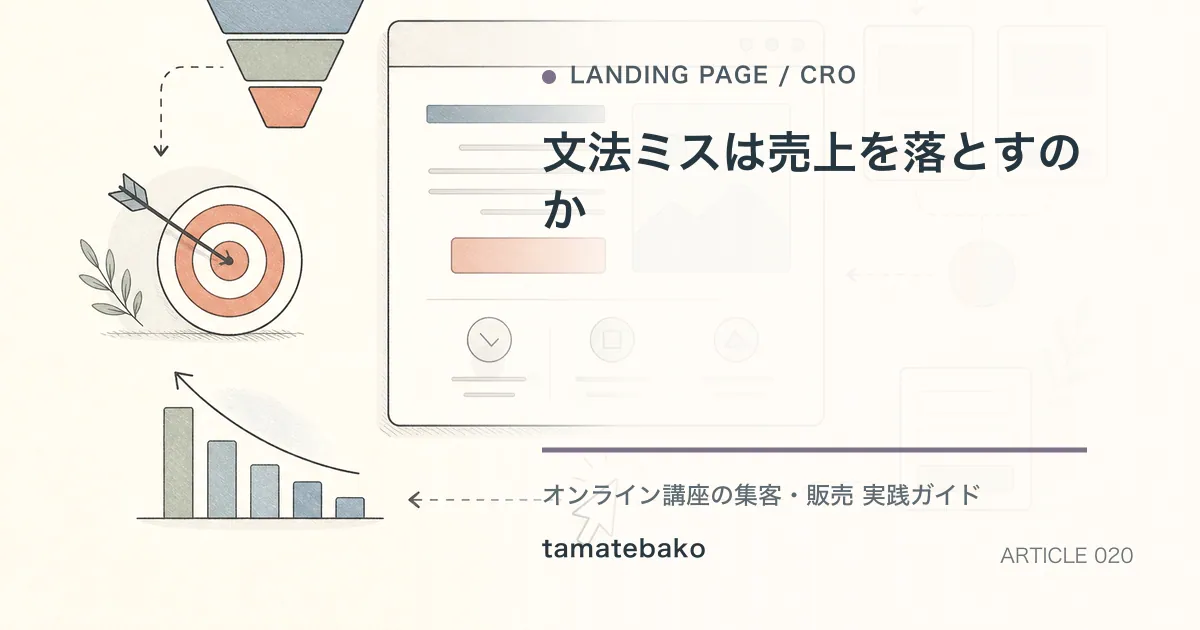 文法ミスは売上を落とすのかを解説するtamatebakoブログのサムネイル