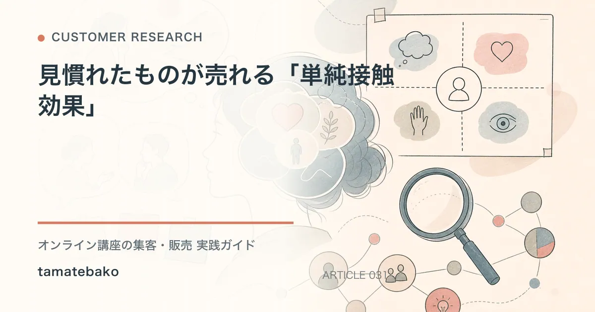 見慣れたものが売れる「単純接触効果」を解説するtamatebakoブログのサムネイル