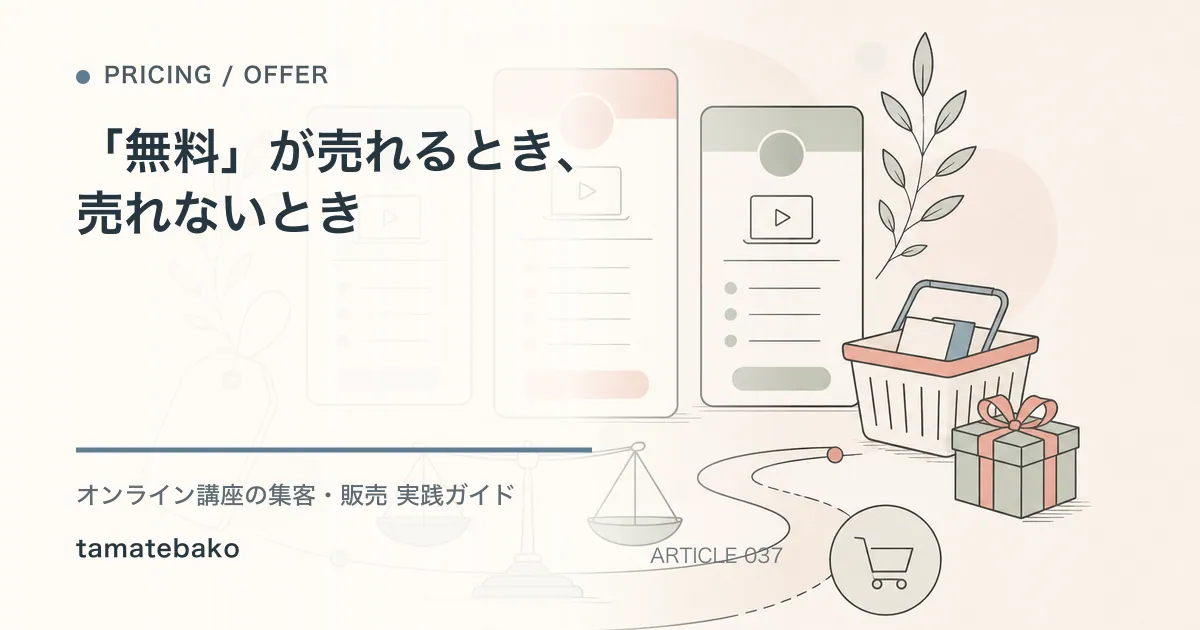 「無料」が売れるとき、売れないときを解説するtamatebakoブログのサムネイル