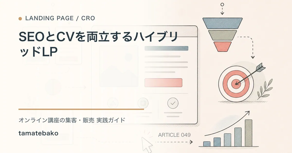 SEOとCVを両立するハイブリッドLPを解説するtamatebakoブログのサムネイル