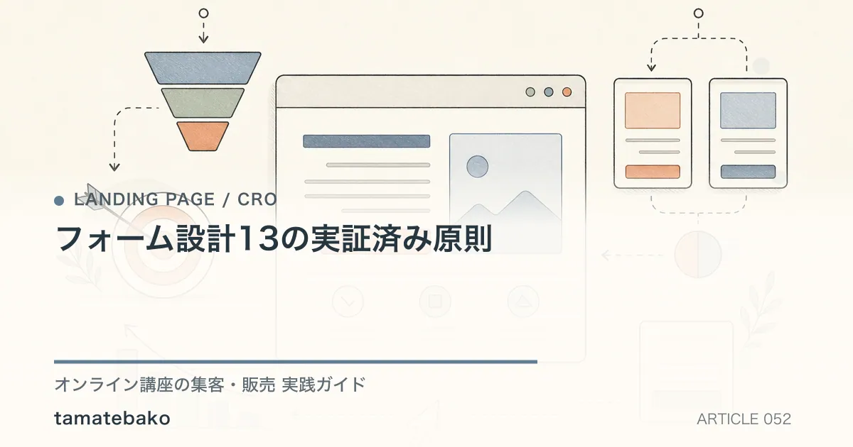 フォーム設計13の実証済み原則を解説するtamatebakoブログのサムネイル
