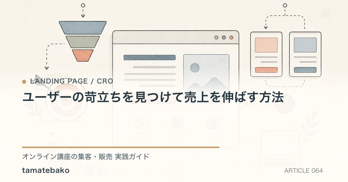 ユーザーの苛立ちを見つけて売上を伸ばす方法を解説するtamatebakoブログのサムネイル