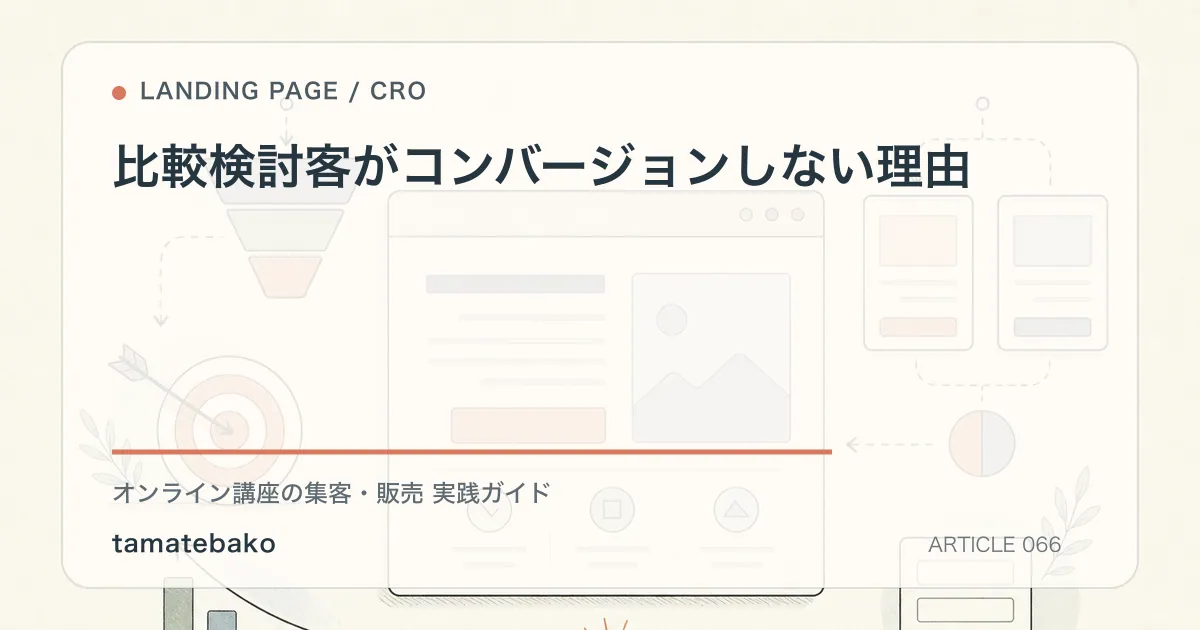 比較検討客がコンバージョンしない理由を解説するtamatebakoブログのサムネイル