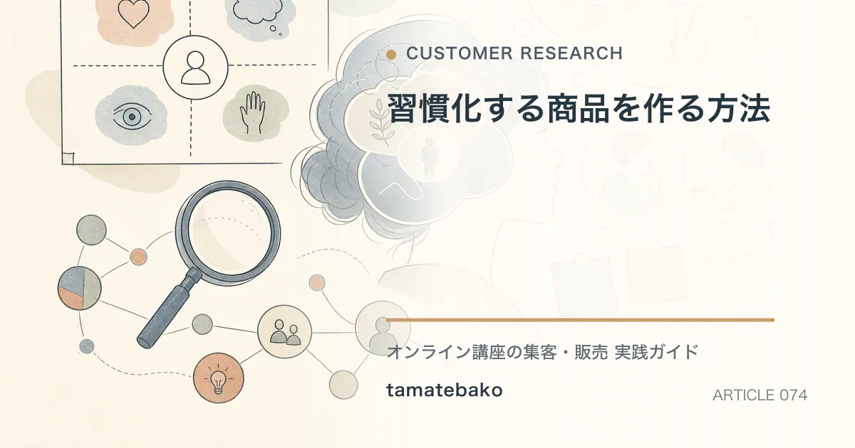 習慣化する商品を作る方法を解説するtamatebakoブログのサムネイル