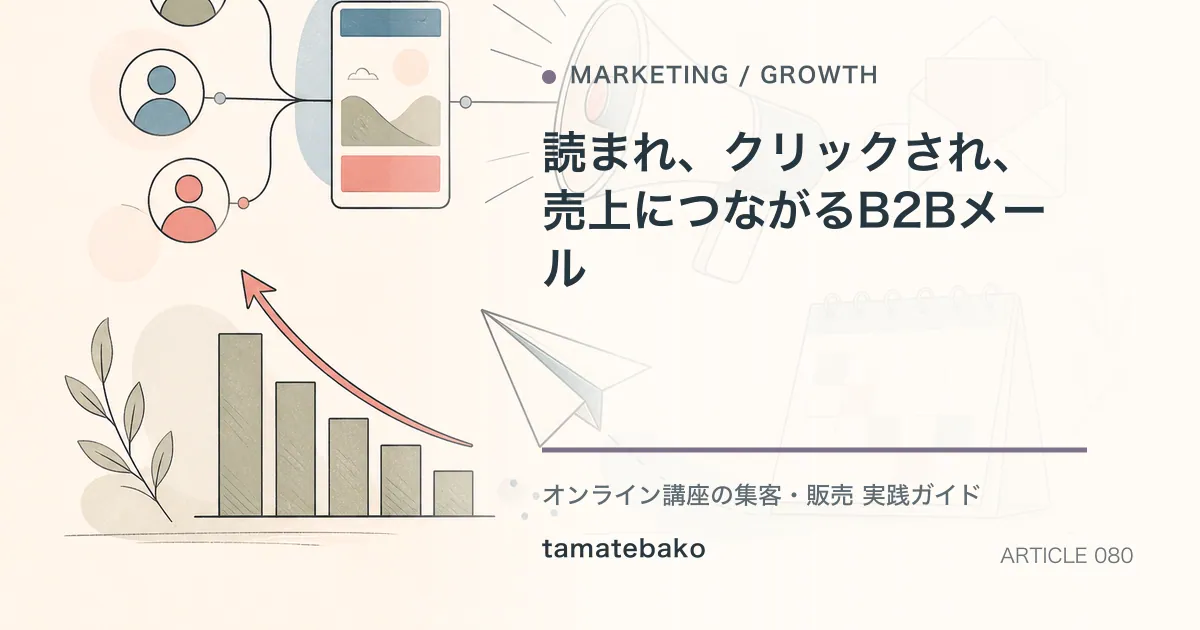 読まれ、クリックされ、売上につながるB2Bメールを解説するtamatebakoブログのサムネイル