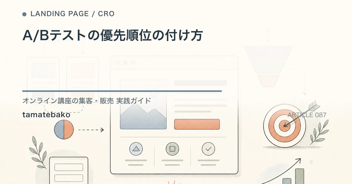 A/Bテストの優先順位の付け方を解説するtamatebakoブログのサムネイル